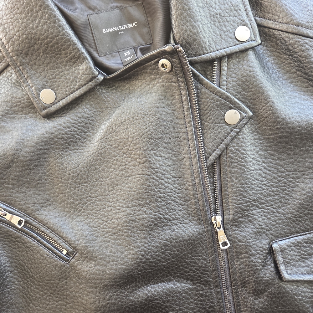 Banana Republic Black Vegan Leather Moto Jacket - Picture 2 of 10